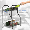 Kitchen Spice Racks, 2-Tier Standing Bathroom Shelf Kitchen Countertop Storage Organizer Jars Bottle Sauce Seasoning Rack Shelf Holder- Space Saving, Mesh Wire (black, steel)