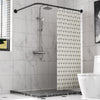 Stretchable 304 Stainless L Shaped Bathroom Bathtub Corner Shower Curtain Rod Rack (Black 90-120x90-120cm)