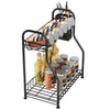 Kitchen Spice Racks, 2-Tier Standing Bathroom Shelf Kitchen Countertop Storage Organizer Jars Bottle Sauce Seasoning Rack Shelf Holder- Space Saving, Mesh Wire (black, steel)