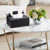 Tissue Box Cover Leather Tissue Box Holder Multifunctional PU Leather Tissue Storage Box with 3 Compartment Desk Organizer for Household Office Bathroom Living Room (Black)