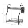 Kitchen Spice Racks, 2-Tier Standing Bathroom Shelf Kitchen Countertop Storage Organizer Jars Bottle Sauce Seasoning Rack Shelf Holder- Space Saving, Mesh Wire (black, steel)