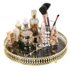 Z PLINRISE Makeup Organizer Tray, Decorative Glass Vanity Tray, Round Cosmetic Storage for Jewelry, Makeup, Perfume, Decor and More, Size 11.4”, Black Marbling